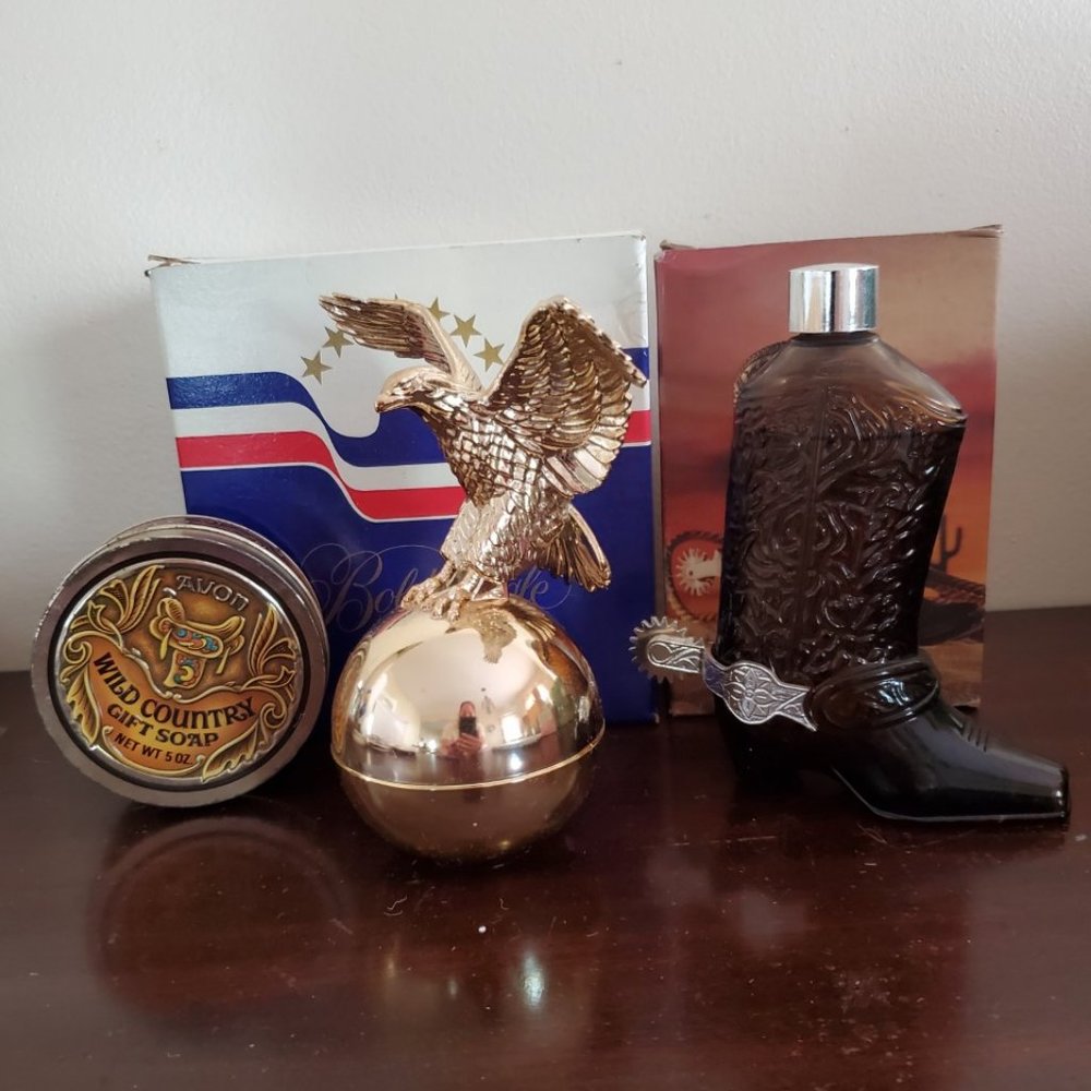 Vintage Avon 3 Piece Lot. Western Boot, Gift Soap, Bold Eagle All New 1970s New!